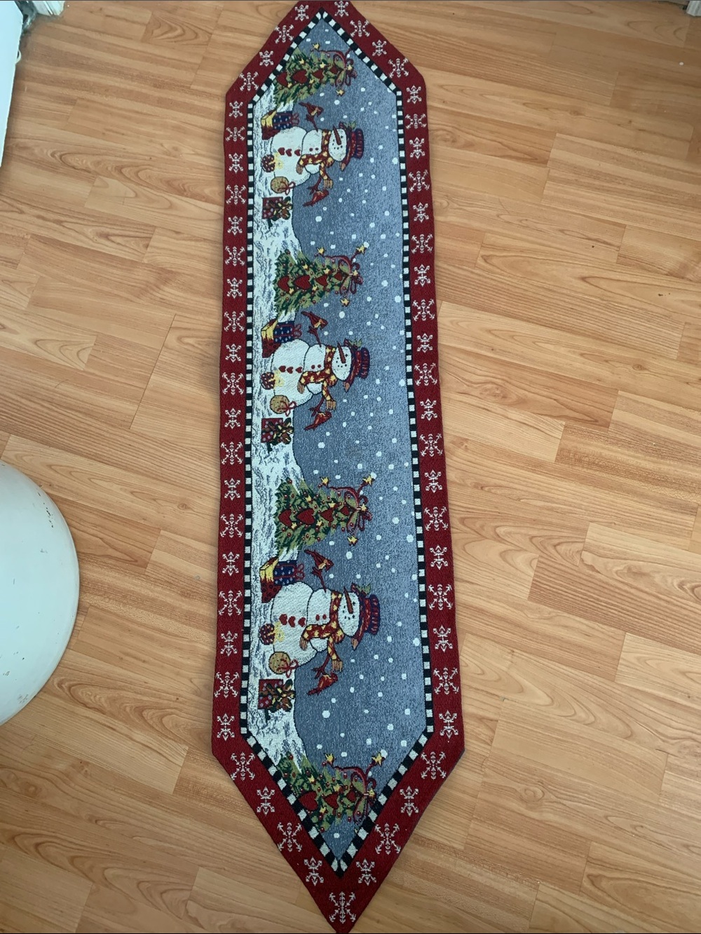 Festive Snowman Table Runner - Red and Blue Holiday Décor